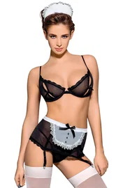 Loomerie Fantezi Siyah Hizmetçi Kostümü Jartiyerli Loomerie 564