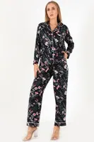 Flower Garden Uzun Kollu Kadın Pijama Takım DoReMi 002-000090 Lacivert görsel 7
