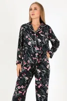 Flower Garden Uzun Kollu Kadın Pijama Takım DoReMi 002-000090 Lacivert detay görünüm