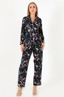 Flower Garden Uzun Kollu Kadın Pijama Takım DoReMi 002-000090 Lacivert görsel 4