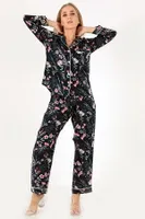 Flower Garden Uzun Kollu Kadın Pijama Takım DoReMi 002-000090 Lacivert görsel 5