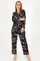 Flower Garden Uzun Kollu Kadın Pijama Takım DoReMi 002-000090 Lacivert görsel 6
