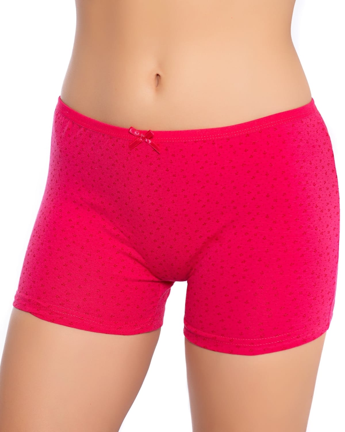 Fuşya Empirme Desenli Likralı Kadın Boxer Gümüş 3098 - 6 Adet