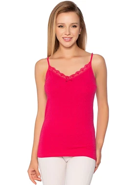 Gümüş Fuşya Likralı İnce Askılı Empirme Desenli Kadın Atlet Gümüş 3096 - 6 Adet