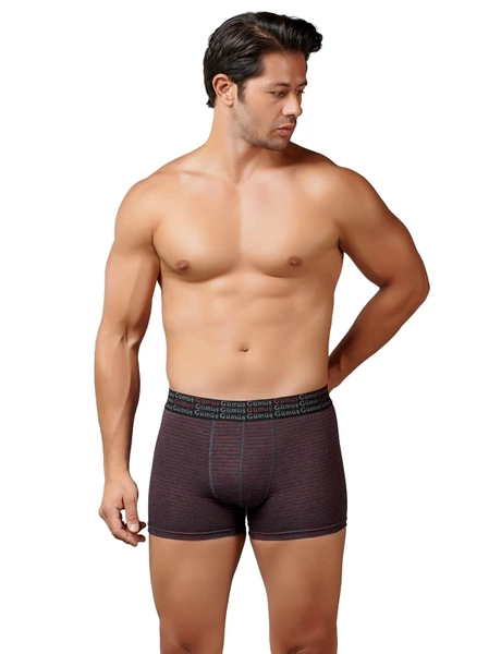 Geniş Bel Lastikli Erkek Likralı Çizgili Boxer Gümüş 3114
