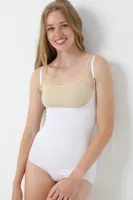Göğüs Altı Askılı Çıtçıtlı Kadın Body Korse FormActive 1045  Beyaz görsel 8