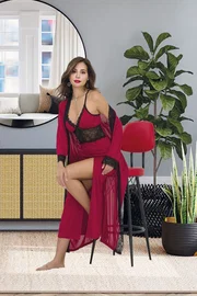 İzabel Göğüs Altı Dantel Uzun Sabahlık Gecelik Takımı İzabel US-6013