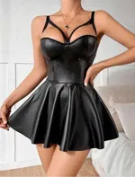 Göğüs Dekolteli Lame Kloş Fantazi Elbise Real Passione 21105 Siyah