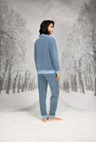 Gömlek Yaka Cepli Mavi Kadın Pijama Takımı Doreanse 26K4092 detay görünüm