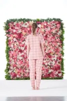 Gömlek Yaka Kareli önden Düğmeli Kısa Kollu Penye Kadın Pijama Takımı Estiva 25180 Pembe detay görünüm