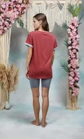 Gri Melanj Tayt Bordo T-Shirt Pijama Takımı Doreanse 25Y4076 detay görünüm