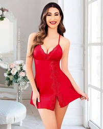 Pink Night Güpürlü Kırmızı Erotik Gecelik Pink Night 3830