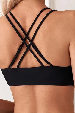 Angelsin İki Ayarlanabilir Askılı Bikini Üstü (Çıkartılabilir Kaplı) Siyah Angelsin MS 43919 - Alternatif Görünüm