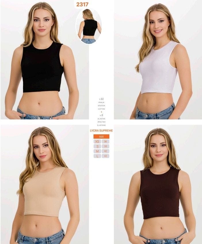 Likralı Kolsuz Kadın Crop T-Shirt İlke 2317