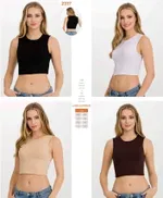 Likralı Kolsuz Kadın Crop T-Shirt İlke 2317 Siyah