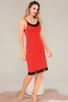 İnce Askılı Dantelli Tunik Gecelik  Lady 5516 Kırmızı