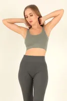 İnce Askılı Desteksiz Seamless Spor Büstiyer Miorre 999-ZZ0132 Haki görsel 7