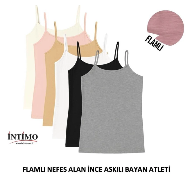 İp Askılı Flamlı Nefes Alan Kumaş Kadın Atlet 6'lı İntimo 2003