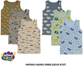 Raporlu Baskılı Erkek Çocuk Atlet 6lı Paket İntimo 2511 - Alternatif Görünüm