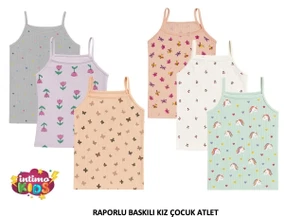 İp Askılı Raporlu Baskılı Kız Çocuk Atlet 6'lı İntimo 2533