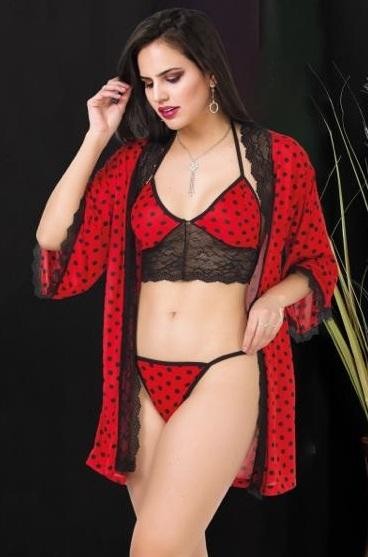 İpeksi Bralet Tanga Sabahlık Takım İzabel 0904