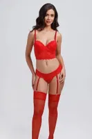 Dantelli Bralet Sütyen Jartiyer Takım Büşra 146 Kırmızı