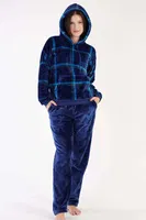 Kapüşonlu Uzun Kollu Cepli Soft Pure Kadın Pijama Takımı Vienetta 303088 Lacivert