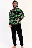 Kamuflaj Desenli Kapüşonlu Erkek Pijama Vienetta 304079  Siyah