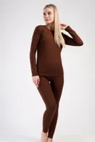 Yuvarlak Yaka Uzun Kollu Kadın Thermal Vienetta  Vienetta 409003 Kahverengi görsel 4