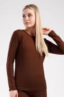 Yuvarlak Yaka Uzun Kollu Kadın Thermal Vienetta 409008  Kahverengi görsel 4