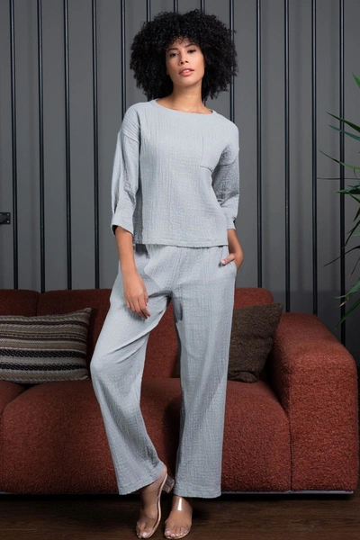 Yarım Kol Cepli Bilek Boy Kadın Pijama Takım Vienetta 409247
