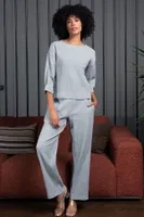 Yarım Kol Cepli Bilek Boy Kadın Pijama Takım Vienetta 409247 Siyah