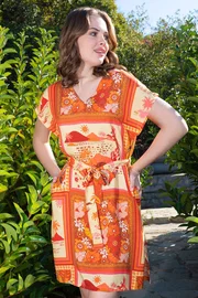 Vienetta Düşük Kollu Desenli Kadın Kısa Elbise Vienetta K409260