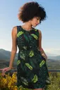 Yaprak Desenli Yeşil Sıfır Kol Kadın Elbise Vienetta K410005