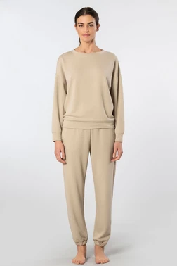 Türen Bej Bisiklet Yaka Kadın Jogger Eşofman Takımı Türen 3611