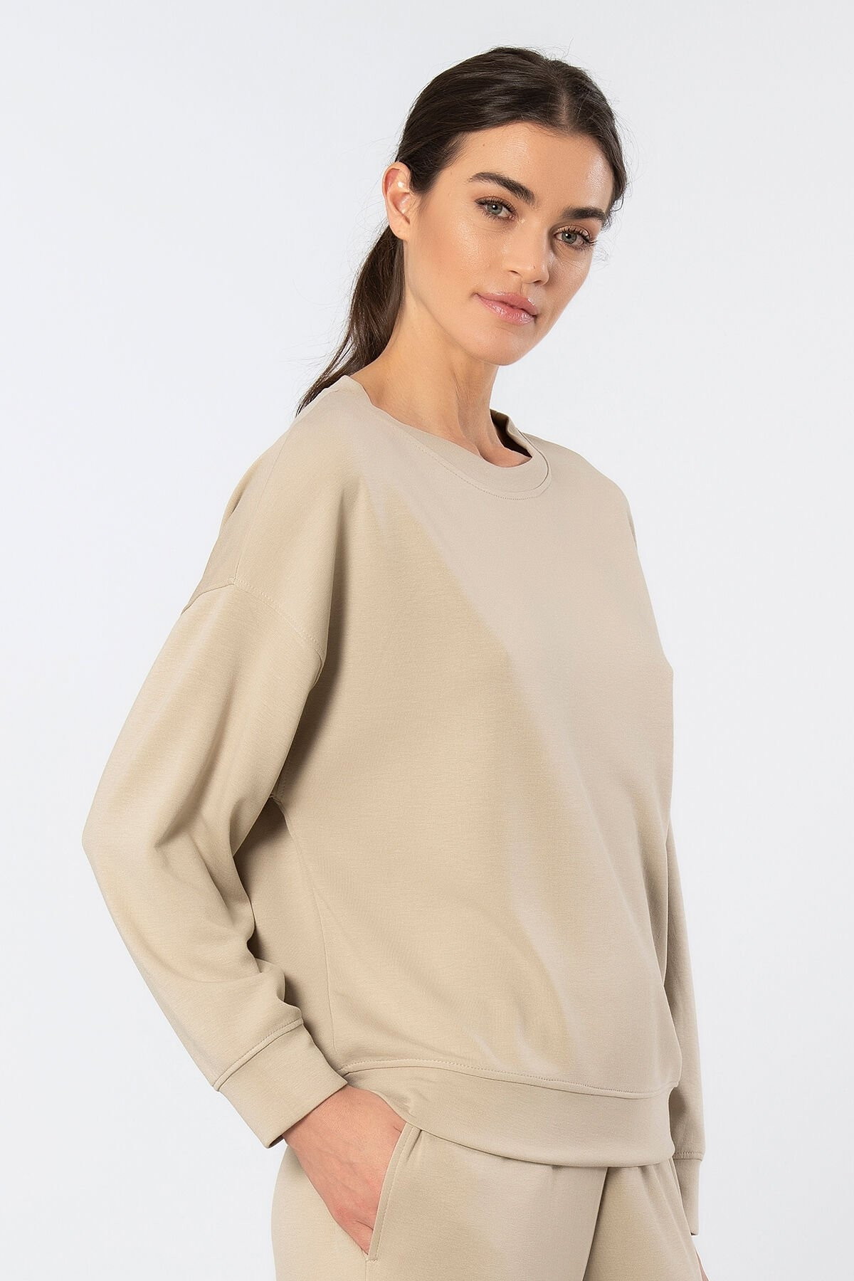 Uzun Kollu Bisiklet Yaka Kadın Sweatshirt Türen 3613
