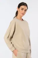 Uzun Kollu Bisiklet Yaka Kadın Sweatshirt Türen 3613 Bej