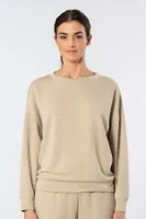 Uzun Kollu Bisiklet Yaka Kadın Sweatshirt Türen 3613 Bej detay görünüm