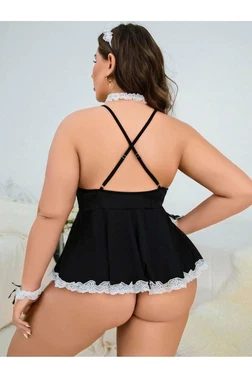 Nathalie Kadın Büyük Beden Fantezi Hizmetçi Gecelik Nathalie BK-1050 - Alternatif Görünüm