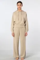 Bej Kapüşonlu Boru Paça Kadın Eşofman Takımı Türen 3608 Bej farklı açı