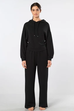 Türen Siyah Kapüşonlu Boru Paça Kadın Eşofman Takımı Türen 3608 - Alternatif Görünüm