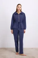 Kadın Kapüşonlu Fermuarlı Sweatshirt ve Pantolon Takımı Anıl 11605 Parlement