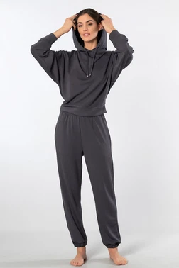 Türen Kapüşonlu Jogger Kadın Antrasit Eşofman Takımı Türen 3609