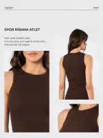 Ribana Fitilli Kalın Askılı Kadın Atlet Türen 3407 Kahverengi görsel 4