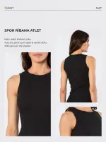 Siyah Kadın Kolsuz Ribana Atlet Türen 3407 Siyah görsel 4
