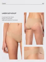 Pamuklu Lazer Kesim Kadın Bikini Külot Türen 907 Vizon görsel 4