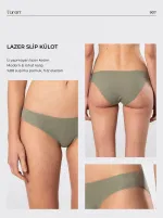 Düşük Bel Lazer Kesim Pamuklu Bikini Kadın Külot Türen 907 Yeşil görsel 4