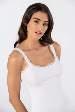 Türen Kadın Likralı Dantelli İp Askılı Kaşkorse Türen 926/Beyaz - Alternatif Görünüm