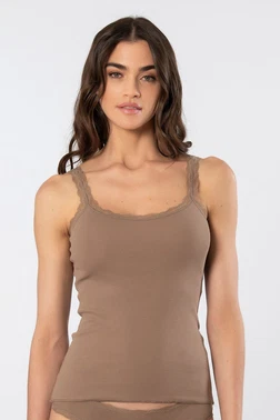 Türen Kadın Likralı Dantelli İp Askılı Kaşkorse Türen 926/Vizon