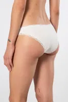 Likralı Ribana Dantelli Kadın Bikini Külot 2li Türen 928 Ekru görsel 4